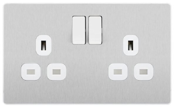 PCDBS22W BG Double Switched Single Pole Socket Outlet